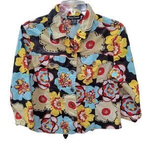 Vintage Candy Couture Women's Sz Small Floral Button Front 100% Cotton Jacket
